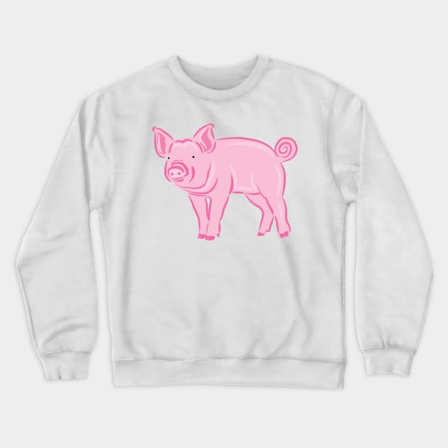 Pink Pig Crewneck Sweatshirt by evisionarts